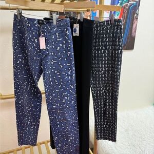 Blue Leopard Print Jeans and Black Pants Set